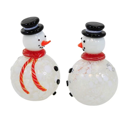 Tabletop 2.75 In Snowman Salt And Pepper Set , Blown Glass Christmas (2PC) 4 Tabletop 2.75 In Snowman Salt And Pepper Set , Blown Glass Christmas (2PC) - Image 2