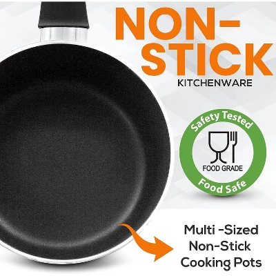 SereneLife 15 Piece Kitchenware Pots & Pans Set – Basic Kitchen Cookware, Black Non-Stick Coating Inside, Heat Resistant Lacquer (Gold) 6 SereneLife 15 Piece Kitchenware Pots & Pans Set – Basic Kitchen Cookware, Black Non-Stick Coating Inside, Heat Resistant Lacquer (Gold) - Image 4