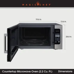 Magic Chef 2.2 Cubic Feet 1,200 Watts Countertop Microwave Oven With Sensor Cooking, Large Microwave For Kitchen Spaces, Stainless Steel, MC2211MS