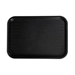 Winco Cafeteria Fast Food Tray, Plastic, Black, 12" X 16" - Pack Of 6