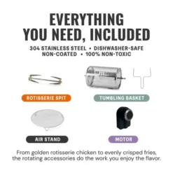 Fritaire Non-Toxic Air Fryer - Glass Air Fryer, 5qt, Teflon-Free, PFOA- Free, W/ Accessories - Rotisserie And Tumbling Basket -Target KitchenAid GUEST cc4463db ab4b 4df1 888f af9809e31e8e