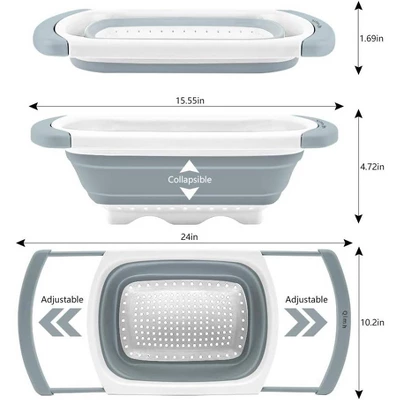 Qimh Collapsible Colander | Over The Sink Silicone Kitchen Strainers And Colanders With Extendable Handles 4 Qimh Collapsible Colander | Over The Sink Silicone Kitchen Strainers And Colanders With Extendable Handles - Image 2