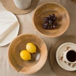 Mela Artisans Woodform Mango Wood Serving Bowl Set Of 2