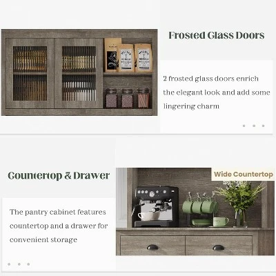 Acekool 71" Kitchen Pantry Cabinet With Adjustable Shelves, Drawers & Microwave Stand 7 Acekool 71" Kitchen Pantry Cabinet With Adjustable Shelves, Drawers & Microwave Stand - Image 5