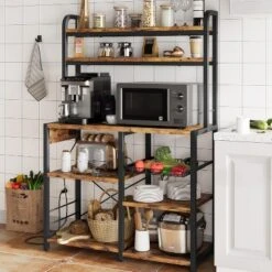 Large Bakers Rack W/Power Outlets, 6-Tier Microwave Stand, Coffee Bar With Hutch, Microwave Stand With Storage, Kitchen Shelf W/Wire Basket -Target KitchenAid GUEST cc880a00 a009 4a49 ae7a 3731a2a02932