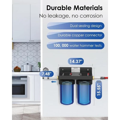 Waterdrop Whole House Water Filter System, Reduce Iron & Manganese, With Carbon And Sediment Filters, 5-Stage Filtration, 1" Inlet/Outlet 6 Waterdrop Whole House Water Filter System, Reduce Iron & Manganese, With Carbon And Sediment Filters, 5-Stage Filtration, 1" Inlet/Outlet - Image 4