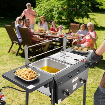 VEVOR Outdoor Propane Deep Fryer, Double Burners Commercial Fryer, 16 Qt Stainless Steel Cooker With Removable Baskets & Lids & Tanks 3 VEVOR Outdoor Propane Deep Fryer, Double Burners Commercial Fryer, 16 Qt Stainless Steel Cooker With Removable Baskets & Lids & Tanks