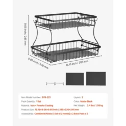 VEVOR 2 Tier Fruit Basket, Countertop Fruits Vegetable Bowl With Banana Hangers, Metal Wire Storage Stand For Kitchen Counter, Black -Target KitchenAid GUEST cdb736a6 1ab5 4c36 9b46 3e4dbcb6aaf7