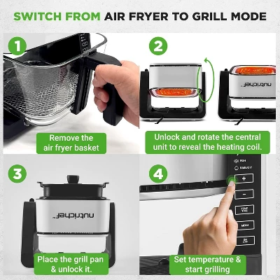 Electric Air Fryer & Grill For Healthy Cooking With 7-in-1 Functions, 4L Glass Pot, Easy Cleanup, White 3 Electric Air Fryer & Grill For Healthy Cooking With 7-in-1 Functions, 4L Glass Pot, Easy Cleanup, White