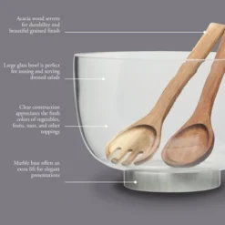 Gibson Elite Wildgreens Large Glass Salad Bowl Set With Acacia Serving Utensils -Target KitchenAid GUEST ce7857aa e988 4512 a391 b8d63bb2b989