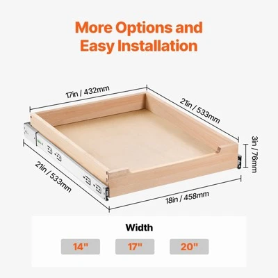 VEVOR Pull Out Cabinet Organizer, 17"W X 21"D Cabinet Drawer, Soft Close Slide Out Shelf, Heavy-Duty Sliding Wood Drawer 9 VEVOR Pull Out Cabinet Organizer, 17"W X 21"D Cabinet Drawer, Soft Close Slide Out Shelf, Heavy-Duty Sliding Wood Drawer - Image 7