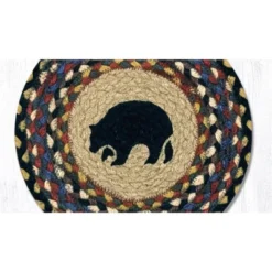 Earth Rugs Black Bear Round Trivet – Rustic Cabin Kitchen Hot Pad 10"x10"
