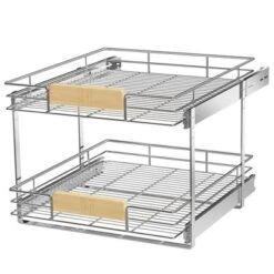 LOVMOR 2 Tier Pull Out Cabinet Organizer 19½" W X 21½" D, Slide Out Drawers With Wooden Handle, Sliding Shelves Organization -Target KitchenAid GUEST cf0c0632 010d 408c a70d 8b8ae562bd13