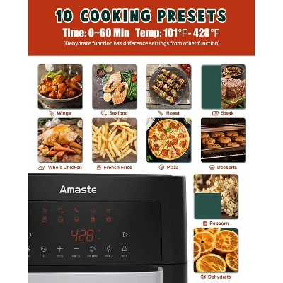 ZACHVO 10-in-1 Air Fryer Oven, 1500W, 16QT, Stainless Steel, Convection, Rotisserie, Dehydrator, LED Digital Touchscreen, Recipes 6 ZACHVO 10-in-1 Air Fryer Oven, 1500W, 16QT, Stainless Steel, Convection, Rotisserie, Dehydrator, LED Digital Touchscreen, Recipes - Image 4