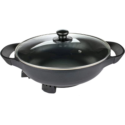 Brentwood 13in Non-Stick Flat Bottom Electric Wok Skillet With Vented Glass Lid In Black 6 Brentwood 13in Non-Stick Flat Bottom Electric Wok Skillet With Vented Glass Lid In Black - Image 4