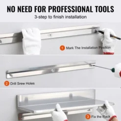 VEVOR 8.6" X 16" Stainless Steel Shelf, Wall Mounted Floating Shelving With Backsplash, 44 Lbs Load Capacity Commercial Shelves -Target KitchenAid GUEST d01c8b8d 3ecb 4847 a8aa 5577a8051945