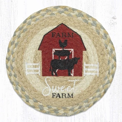 Earth Rugs Farm Sweet Farm Trivet – Hand-Stenciled Jute Pad For Rustic Kitchens 5 Earth Rugs Farm Sweet Farm Trivet – Hand-Stenciled Jute Pad For Rustic Kitchens - Image 3