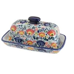 Blue Rose Polish Pottery M074 Manufaktura Butter DIsh -Target KitchenAid GUEST d0806f81 6dd8 4c62 b287 449fc35884a1