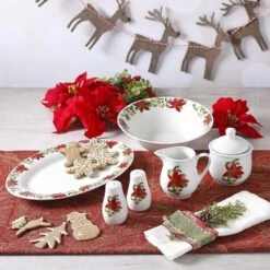 Gibson Home Perfect For Holidays Poinsettia 7 Piece Porcelain Serving Set In Red -Target KitchenAid GUEST d09d7c3a 6e4a 4a2b b14b 413df15d3318