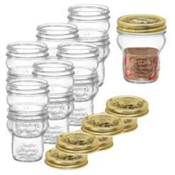 Bormioli Rocco Quattro Stagioni Glass Jars - 9.25 Oz Stackable Storage Jars With Wide Mouth & Aluminum Lids - Glass Containers - Made In Italy