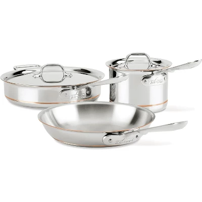 All-Clad Copper Core 5-Ply Stainless Steel Cookware Set, 5 Piece, Induction, Oven Broiler Safe 600F,Silver Sliver 8 All-Clad Copper Core 5-Ply Stainless Steel Cookware Set, 5 Piece, Induction, Oven Broiler Safe 600F,Silver Sliver - Image 6