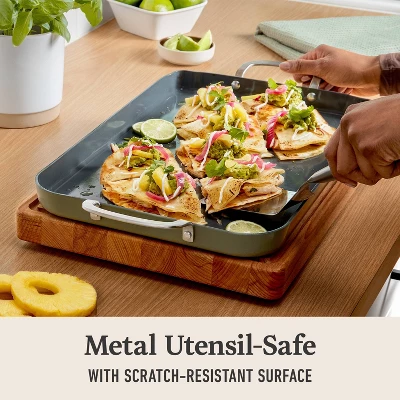 Calphalon Ceramic Double Griddle Silver Ash: Nonstick Double Burner Griddle Pan, Dishwasher-Safe, Anodized Aluminum 5 Calphalon Ceramic Double Griddle Silver Ash: Nonstick Double Burner Griddle Pan, Dishwasher-Safe, Anodized Aluminum - Image 3