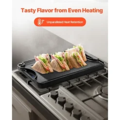 VEVOR Reversible Grill/Griddle, 14x8.5 Inch Pre-Seasoned Cast Iron Griddle, Portable Rectangular Pan With Handle, Family Cookware, Black -Target KitchenAid GUEST d1d3398a 713d 4169 b7db fb3a32d064ae