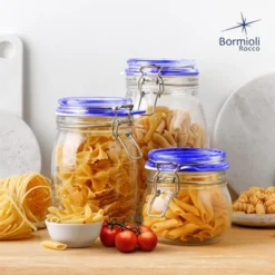 Bormioli Rocco Fido Jar, Set Of 2 – 17.5 oz Blue‑Lid Airtight Glass Jars – Clamp & Rubber Gasket – Dishwasher Safe Glassware -Target KitchenAid GUEST d2737d1e 09fe 4e31 8e97 77c990dcf92a 1