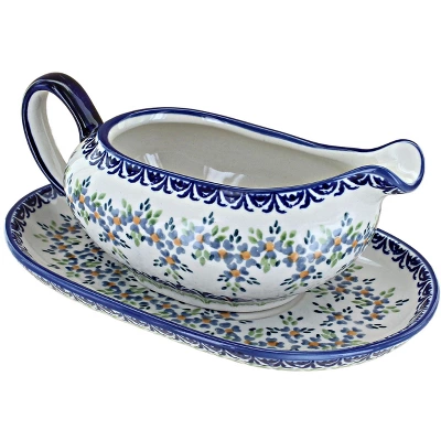 Blue Rose Polish Pottery S119 Manufaktura Gravy Boat & Plate 16 Blue Rose Polish Pottery S119 Manufaktura Gravy Boat & Plate - Image 14