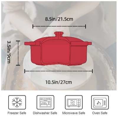 Itopfox Lace Emboss Casserole Dish With Lid, 2 Quart Ceramic Round Serving Dish For Oven To Table, Dinner And Party, Christmas Gifts In Classic Red 7 Itopfox Lace Emboss Casserole Dish With Lid, 2 Quart Ceramic Round Serving Dish For Oven To Table, Dinner And Party, Christmas Gifts In Classic Red - Image 5
