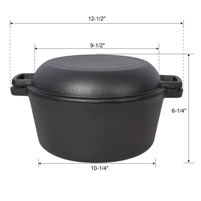 DSVIMOY 3-In-1 Outdoor Oven, 5 Quart Dutch Ovens With 2pcs Handel Covers, And Lid Lifter, Black, 12.5"*10.2"*6.2" 4 DSVIMOY 3-In-1 Outdoor Oven, 5 Quart Dutch Ovens With 2pcs Handel Covers, And Lid Lifter, Black, 12.5"*10.2"*6.2" - Image 2