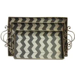 Essential Decor & Beyond Decorative Rectangular Metal Tray With Handle: Black And White Chevron Pattern - 3PC -Target KitchenAid GUEST d3ccbba3 ebf0 4b6a b66f 44feaf3c60a7