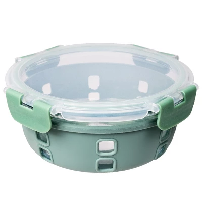 Lexi Home 32 Oz. Round Glass Food Storage Container With Snap-Lock Lid & Sage Silicone Sleeve 8 Lexi Home 32 Oz. Round Glass Food Storage Container With Snap-Lock Lid & Sage Silicone Sleeve - Image 6