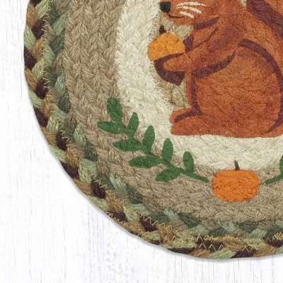 Earth Rugs Nature-Inspired Table Accent – 10" Squirrel Art On Natural Jute 3 Earth Rugs Nature-Inspired Table Accent – 10" Squirrel Art On Natural Jute