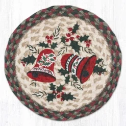 Earth Rugs Festive Bells Jute Trivet – 10" Round Braided Mat With Hand-Stenciled Design -Target KitchenAid GUEST d46f9922 9b1f 45d9 9e1c 364d13911868