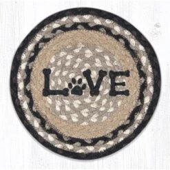 Earth Rugs Round Jute Trivet 10"x10" – LOVE Pet Print With Braided Natural Fiber -Target KitchenAid GUEST d481da27 5293 4417 8b41 e763c37434d1