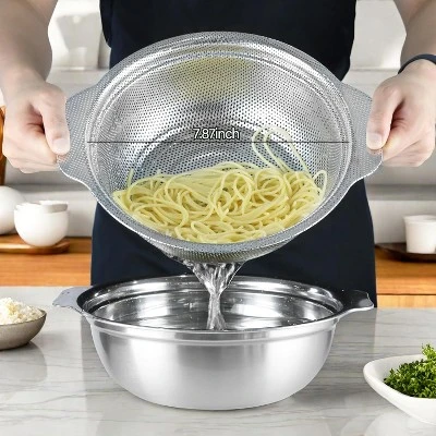 Colander Bowl Set With Microporous For Washing Rice, Pasta, Spaghetti, Fruits, Dishwasher Safe(2PC) 3 Colander Bowl Set With Microporous For Washing Rice, Pasta, Spaghetti, Fruits, Dishwasher Safe(2PC)