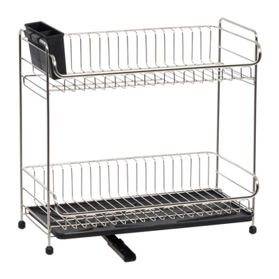 IRIS 2 Tier Stainless Steel Compact Dish Rack 4 IRIS 2 Tier Stainless Steel Compact Dish Rack - Image 2
