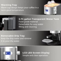 Kismile 20 Bar Espresso Machine Semi-Automatic, Professional Coffee Maker With Milk Frother Steam Wand & 45OZ Removable Water Tank -Target KitchenAid GUEST d5323c57 744e 4bdf 90c2 d7711c845b4b