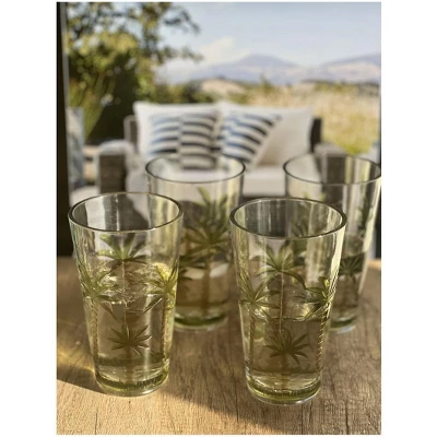 Palm Tree Design Acrylic Glasses Drinking Set Of 4 Hi Ball (20oz), Plastic Drinking Glasses, BPA Free Cocktail Glasses, Drinkware Set 6 Palm Tree Design Acrylic Glasses Drinking Set Of 4 Hi Ball (20oz), Plastic Drinking Glasses, BPA Free Cocktail Glasses, Drinkware Set - Image 4