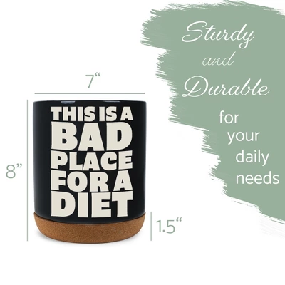 Elanze Designs Funny Diet Healthy Eating Comedic Ceramic Cork Bottom Black Large Capacity Utensil Holder Crock For Countertop Storage, Stylish & 3 Elanze Designs Funny Diet Healthy Eating Comedic Ceramic Cork Bottom Black Large Capacity Utensil Holder Crock For Countertop Storage, Stylish &