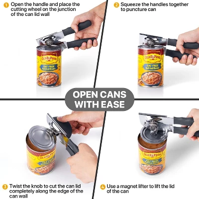 Can Opener Manual Heavy Duty, Solid Steel Hand Manual Can Open With Magnet For Kitchen Camping, Gray 8 Can Opener Manual Heavy Duty, Solid Steel Hand Manual Can Open With Magnet For Kitchen Camping, Gray - Image 6