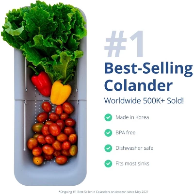 Over The Sink Colander Strainer Basket - Wash Vegetables And Fruits, Drain Cooked Pasta And Dry Dishes 3 Over The Sink Colander Strainer Basket - Wash Vegetables And Fruits, Drain Cooked Pasta And Dry Dishes