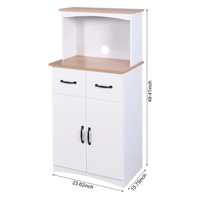 GlasFlength Kitchen Storage Farmhouse Kitchen Pantry Cabinet Freestanding Cupboard Accent Storage Cabinet For Kitchen, White, 23.62"*15.75"*49.41" 6 GlasFlength Kitchen Storage Farmhouse Kitchen Pantry Cabinet Freestanding Cupboard Accent Storage Cabinet For Kitchen, White, 23.62"*15.75"*49.41" - Image 4