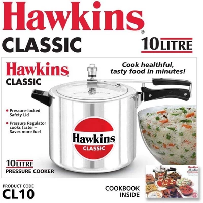 Hawkins Classic 10L Aluminum Pressure Cooker: 1-Year Warranty, Locking Lid, Cool Touch Handle, Hand Wash, Silver 3 Hawkins Classic 10L Aluminum Pressure Cooker: 1-Year Warranty, Locking Lid, Cool Touch Handle, Hand Wash, Silver