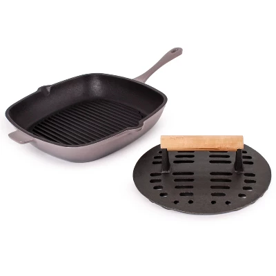 BergHOFF Neo 2Pc Cast Iron Set: 11" Grill Pan & With Slotted Steak Press 12 BergHOFF Neo 2Pc Cast Iron Set: 11" Grill Pan & With Slotted Steak Press - Image 10