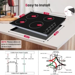 GASLAND CH77BS 30 Inches 4 Burners Built-in Ceramic Electric Cooktop, 240 V 6000 W, Knob Control -Target KitchenAid GUEST d78a1582 c429 496e ae26 5df75be6f2cc