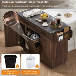 XINGHANZHENXUAN Kitchen Island With Trash Can Storage Cabinet, Kitchen Cart With Drop Leaf, Spice Rack, Towel Rack And Drawer -Target KitchenAid GUEST d82f1d76 2368 4c23 9e03 ae8ad469c1eb