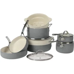 Bloomhouse 12 Piece Aluminum Enamel Cookware Set W/ Non-stick Non-toxic Ceramic Interior And Ceramic Steamer Insert - Stone Grey 11 Bloomhouse 12 Piece Aluminum Enamel Cookware Set W/ Non-stick Non-toxic Ceramic Interior And Ceramic Steamer Insert - Stone Grey -Target KitchenAid GUEST d84d1cff 412a 4838 8a92 34982868a759