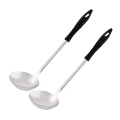 Unique Bargains Kitchen Stainless Steel Stew Spoons 10" X 2.7" Silver Tone Black 2 Pcs -Target KitchenAid GUEST d863fc1d 4f1a 4bb9 9a74 27492537e7ae